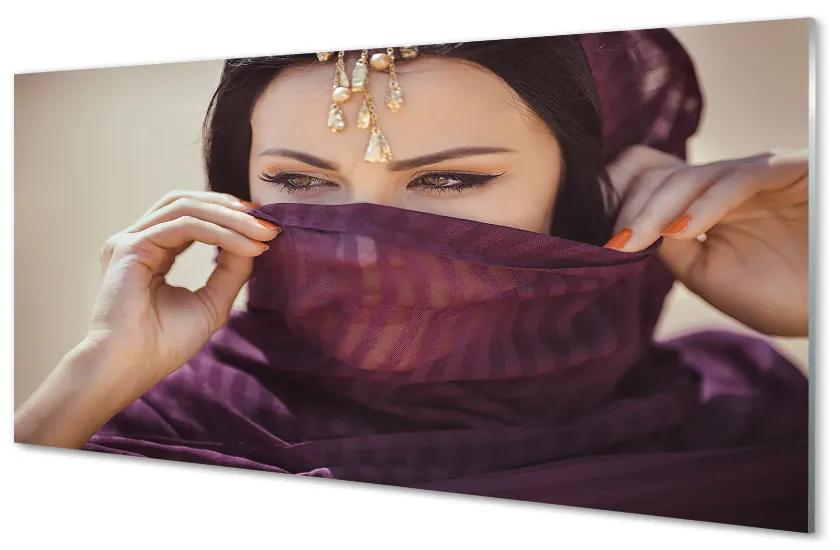 Obraz plexi Žena purple materiál 100x50 cm