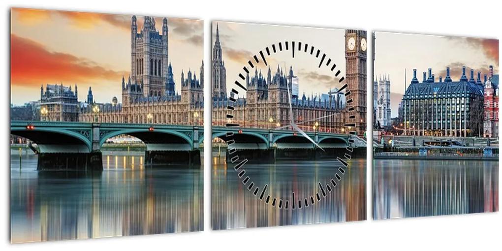 Obraz - Londýnske Houses of Parliament (s hodinami) (90x30 cm)