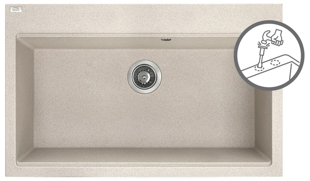 Laveo Tau, 1-komorový granitový drez 800x500x215 mm, béžová, LAV-SBT_4108