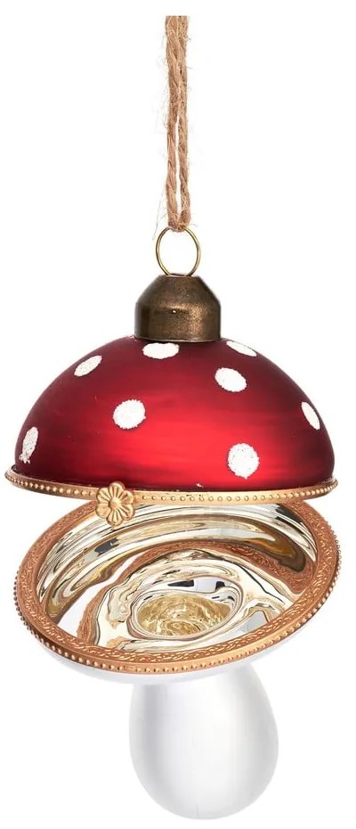Sklenená ručne vyrobená vianočná ozdoba 9 cm Mushroom – Sass &amp; Belle