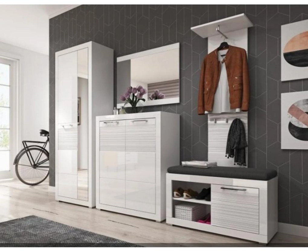 Sconto Predsieňová skriňa FELINO biela/vysoký lesk