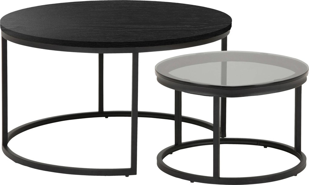 XXXLutz SADA KONFERENČNÝCH STOLÍKOV, čierna, kov, kompozitné drevo, 80/80/45 cm MID.YOU - Stolíky do obývačky - 001277000311