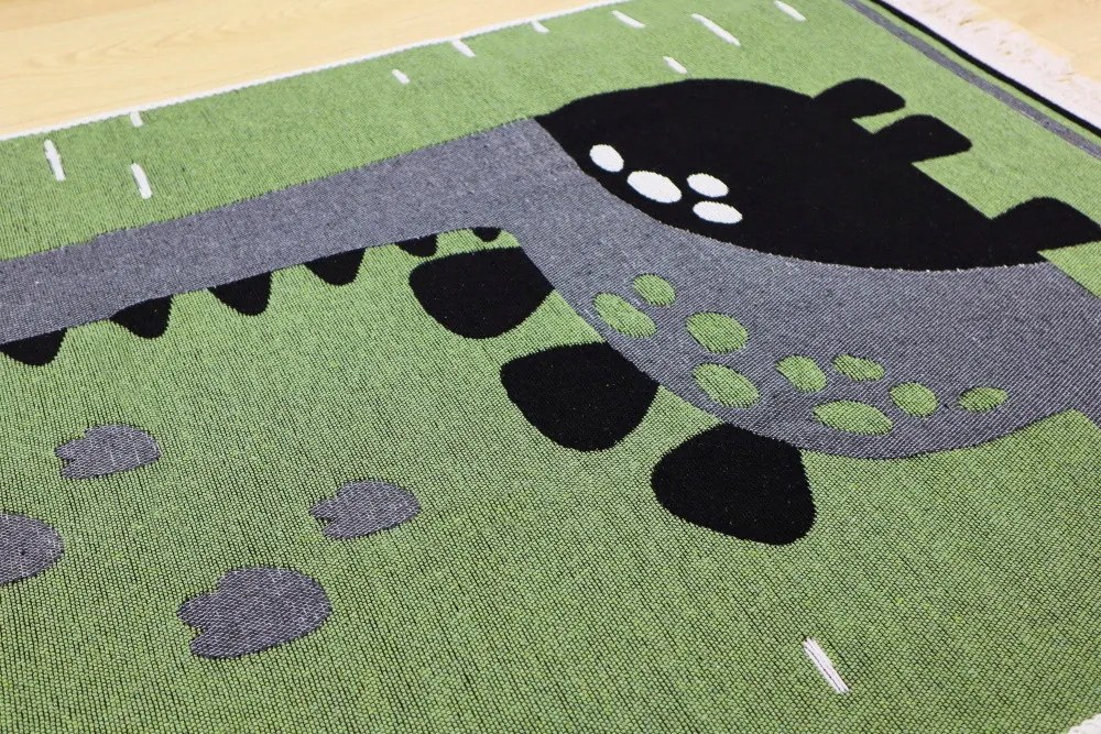 Praktik home, TRHÁK: Detský kusový koberec Natur Dinosaurus, 80x150, zelená, detská izba