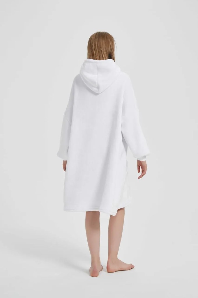Deka s rukávmi HOODIE biela