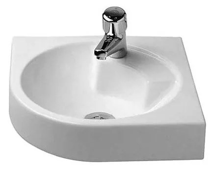 DURAVIT Architec rohové závesné umývadlo s otvorom, bez prepadu, 635 mm x 540 mm, 0448450000