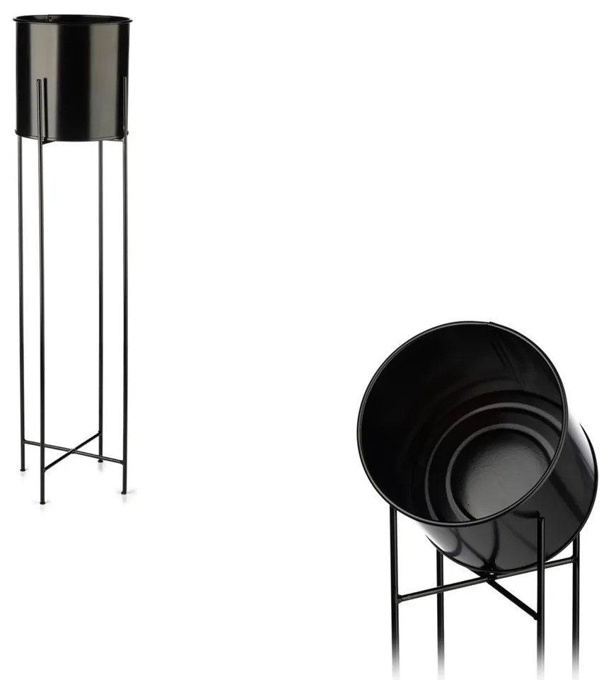 KOVOVÝ KVETINÁČ SO STOJANOM DARK 95X21 CM ČIERNA