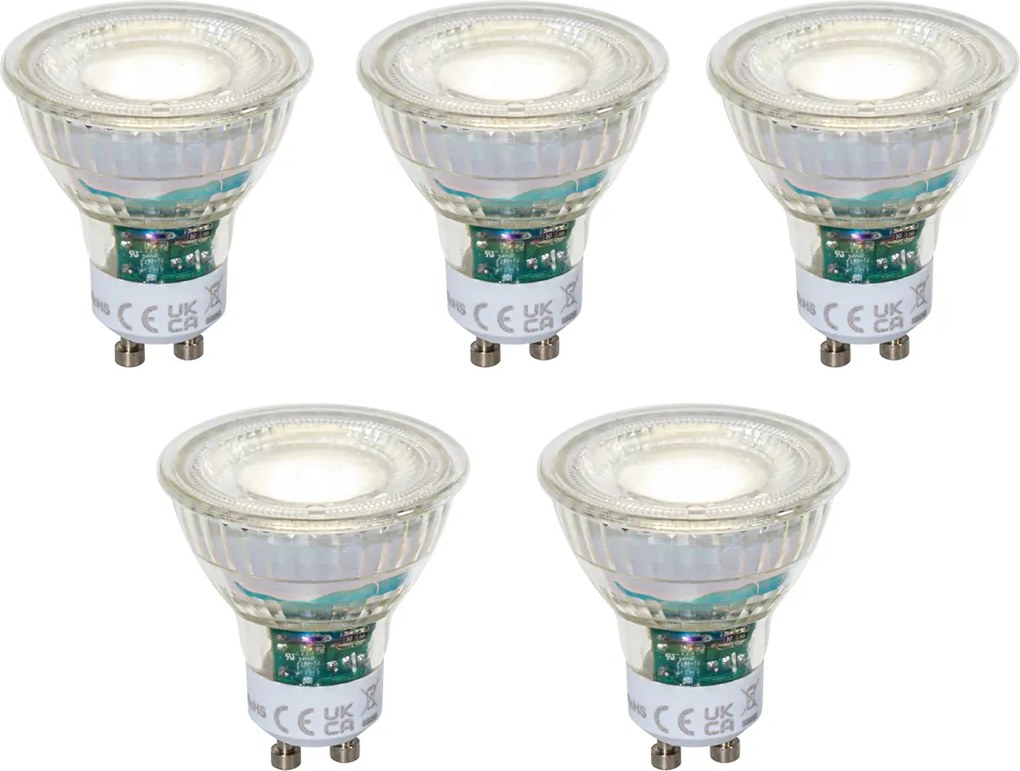 Sada 5 stmievateľných LED žiaroviek GU10 50mm čírych 2.5W 450 lm 4000K