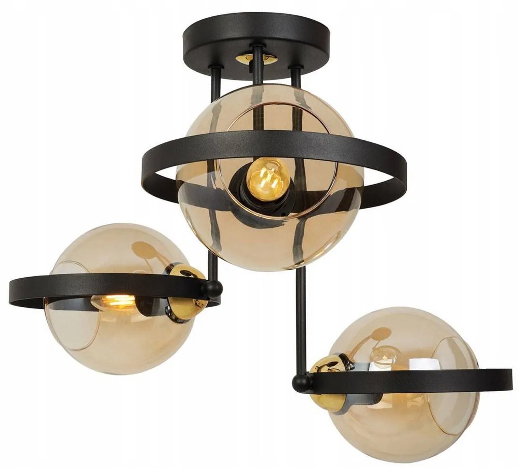 Stropné svietidlo Haga Ring, 3x medové sklenené tienidlo (výber z 3 farieb uchytenia)