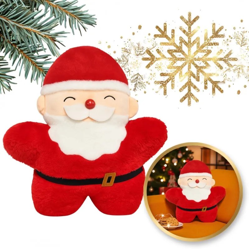 Zamatový dekoračný vankúš SANTA CLAUS, červený