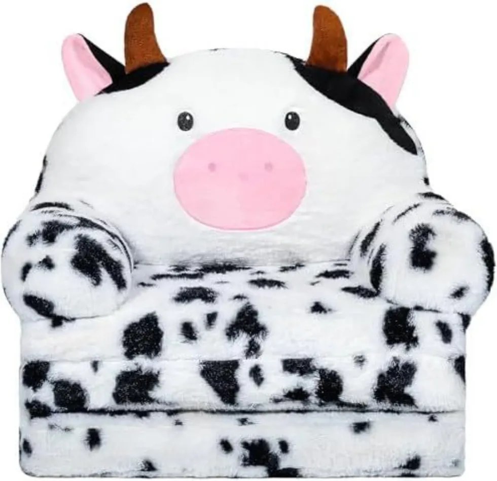 LEAN Toys Skladacie kreslo Krava Krava 3 úrovne Biela čierna 50x50cm