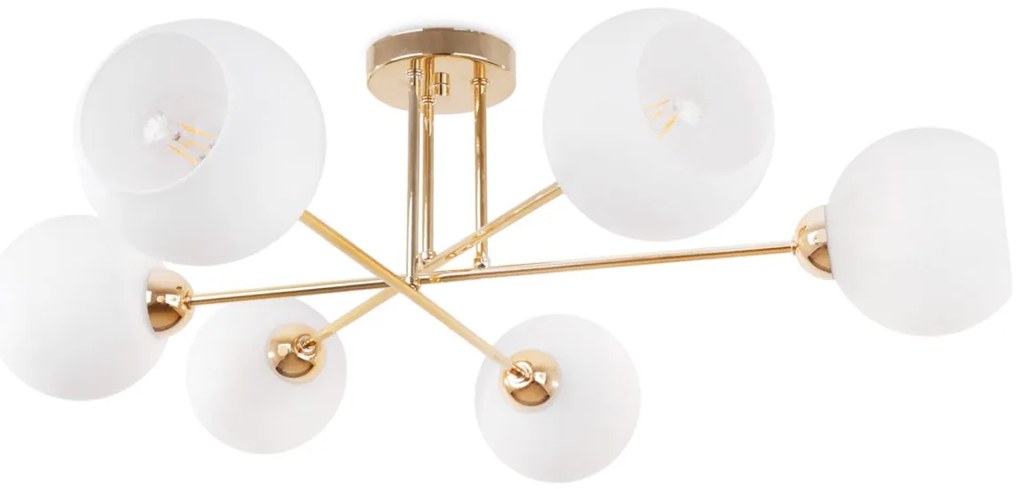 Stropné svietidlo Eliza, 6x biele sklenené tienidlo, G