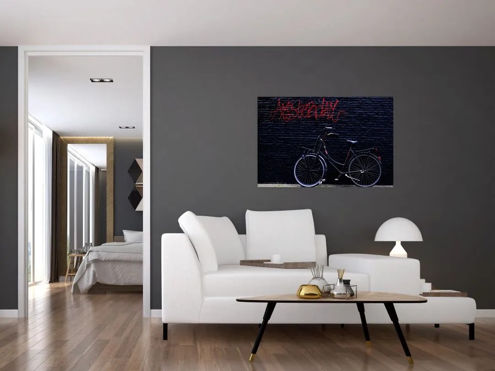 Obraz bicykla v Amsterdame (90x60 cm)