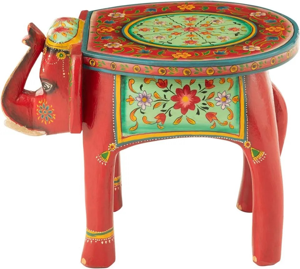 Drevený farebný stôl / stolička slon Mumbai mango wood - 48*35*36 cm
