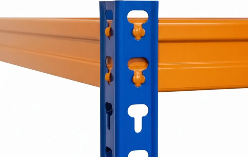 Akcia 10x Regál 216x180x50 cm profesionálny 5-policový, nosnosť 1500 kg - modro-oranžový
