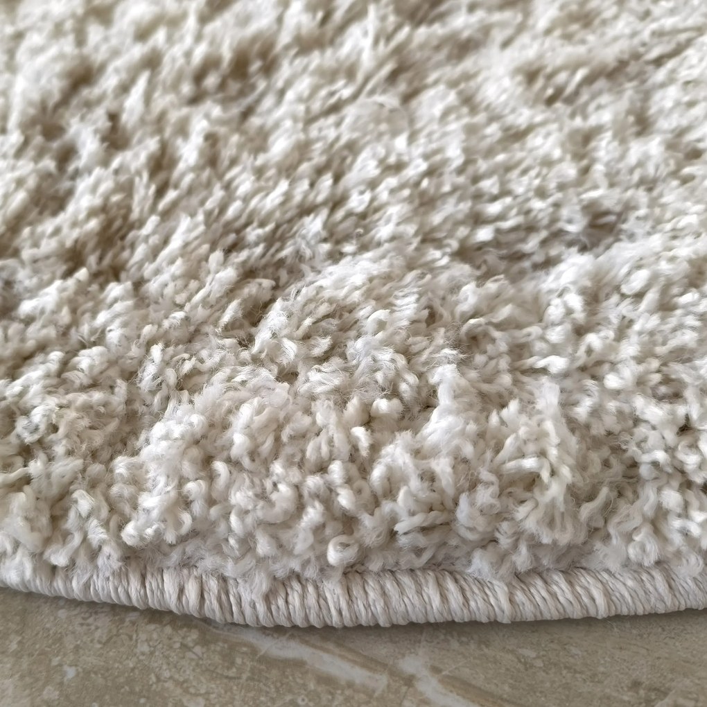 DY Krémový okrúhly shaggy koberec Camel Rozmer: 120 cm