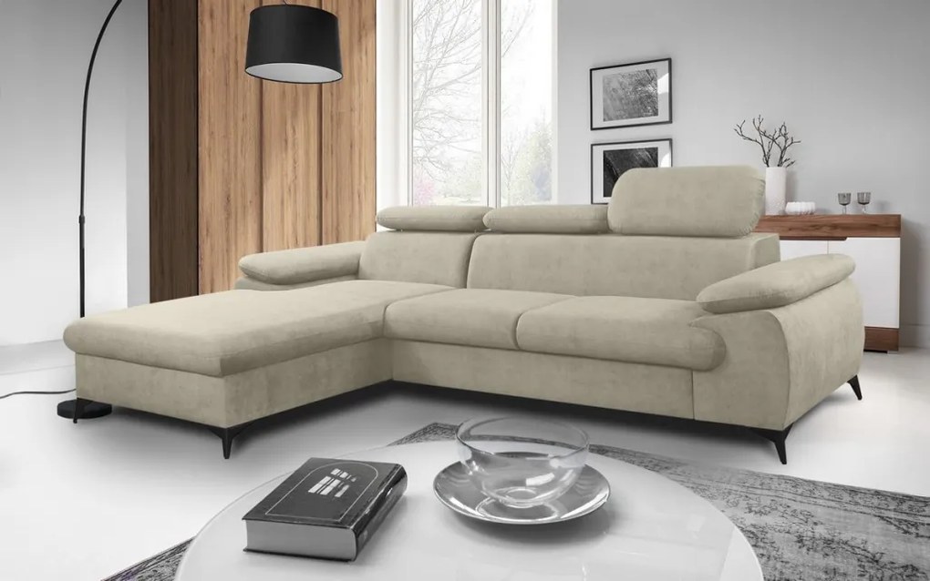 Rohová sedacia súprava Scala, béžová látka, ľavý roh