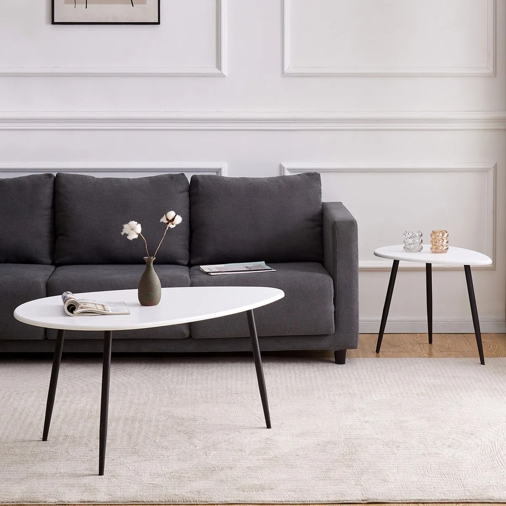 Autronic - Konferenční stůl, MDF deska, bilý matt, černý kov - AF-3011 WT