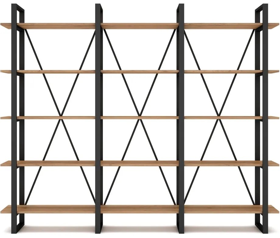 Čierny/prírodný regál v dekore duba 218x180 cm Aviva – Marckeric