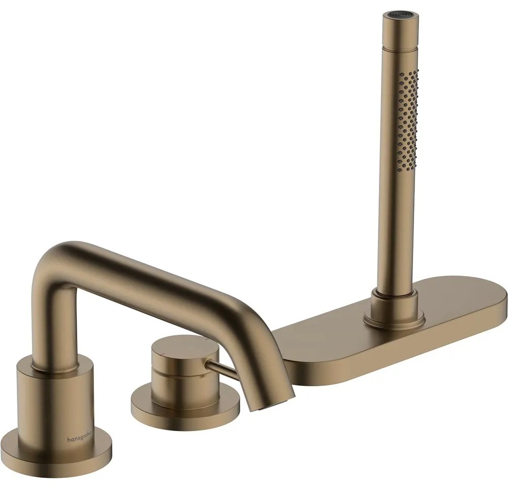 HANSGROHE Tecturis S 3-otvorová páková batéria na okraj vane, s telesom sBox, vyloženie výtoku 194 mm, kartáčovaný bronz, 73447140