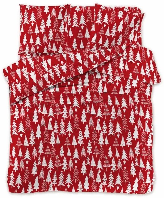 Bavlnené obliečky CHRISTMAS TREES červené Rozmer obliečky: 70 x 90 cm | 140 x 200 cm