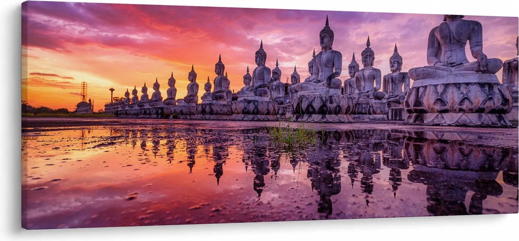 Obraz - Budhovia v západe slnka (120x50 cm)