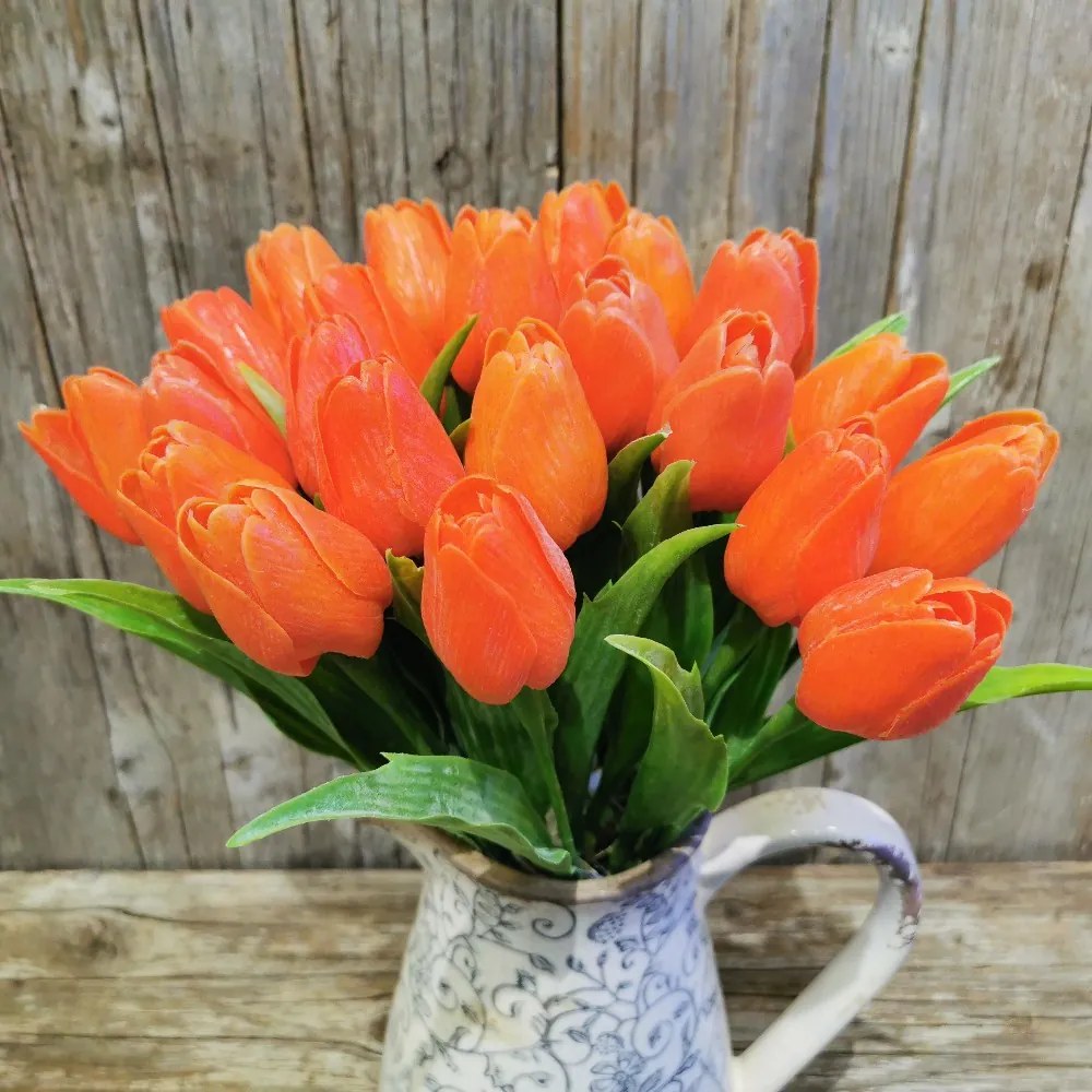 tulipán oranžový jemne bielený 42CM cena za 1ks