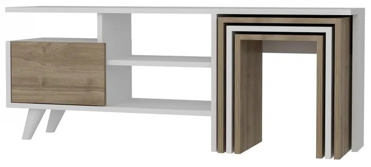 TV stolík Nature 120 cm biely/orech