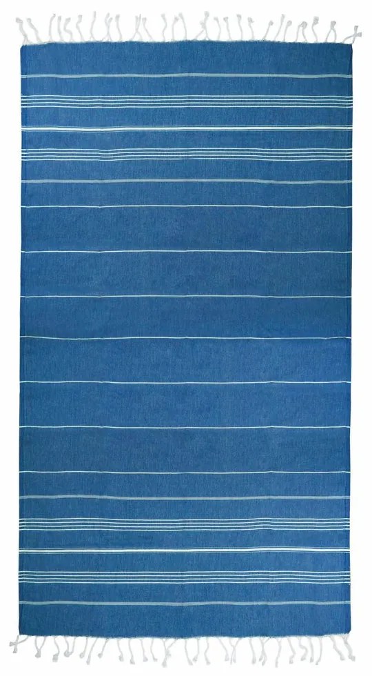 The One Towelling Plážová osuška Hamam Sultan - Modrá / biela | 100 x 180 cm