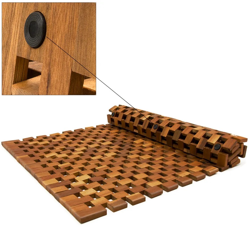 Kúpeľňová predložka CUBE, akáciové drevo 80x50x1cm, hnedá Casaria