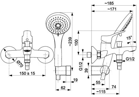 KFA Armatura 5244-510-00 - Vaňová sada s batériou MORRIS lesklý chróm