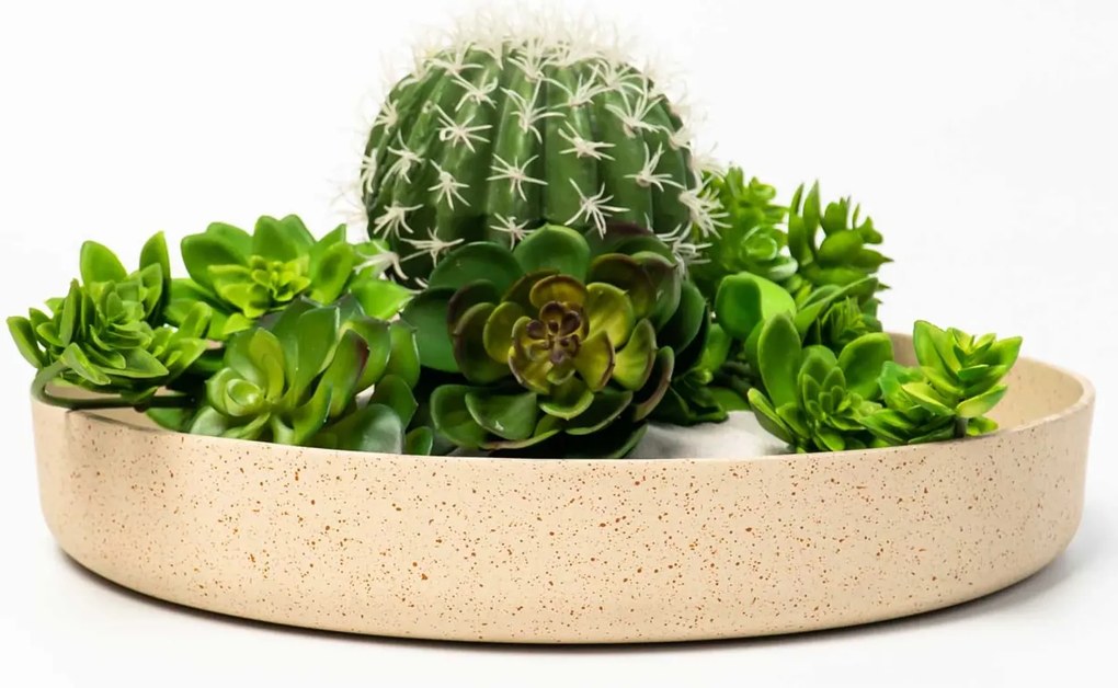 Dekoračná miska ORYVEN, sklolaminát, priemer 40 cm, béžová