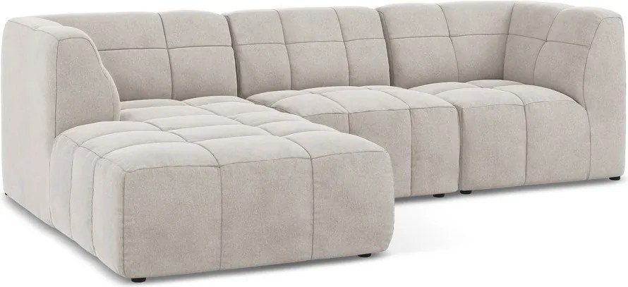 Béžová zamatová rohová pohovka (ľavý roh/s leňoškou) Aloha – Makamii