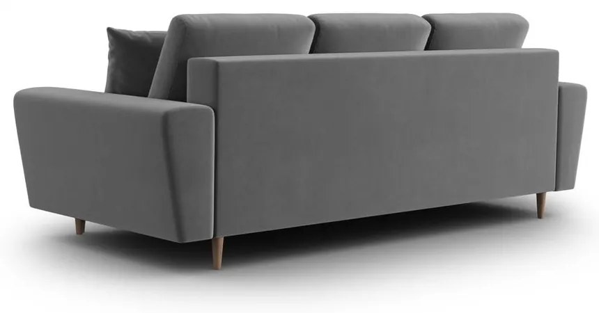 Svetlosivá zamatová rozkladacia/s úložným priestorom pohovka 235 cm Kyoto – Cosmopolitan Design