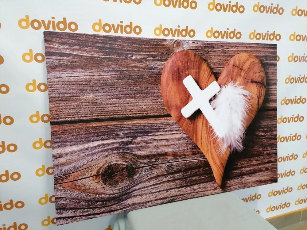 Obraz kríž na drevenom pozadí - 120x80