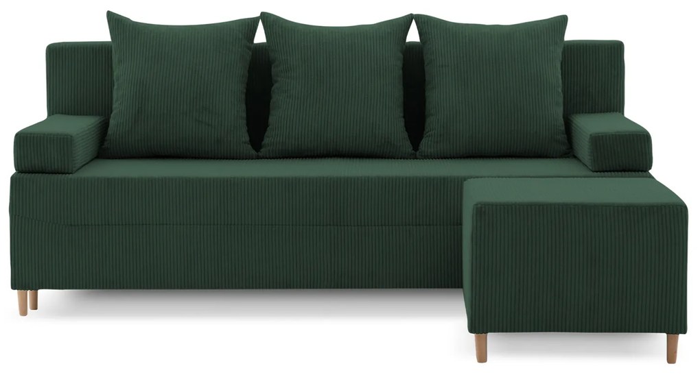 Rozkladacia pohovka s podnožkou FIREZE - poso Fľašková zelená