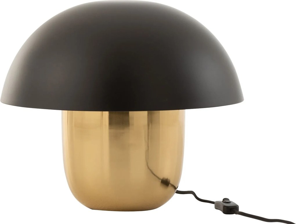 Čierno-zlatá kovová stolná lampa Mushroom antik - Ø 40* 34cm