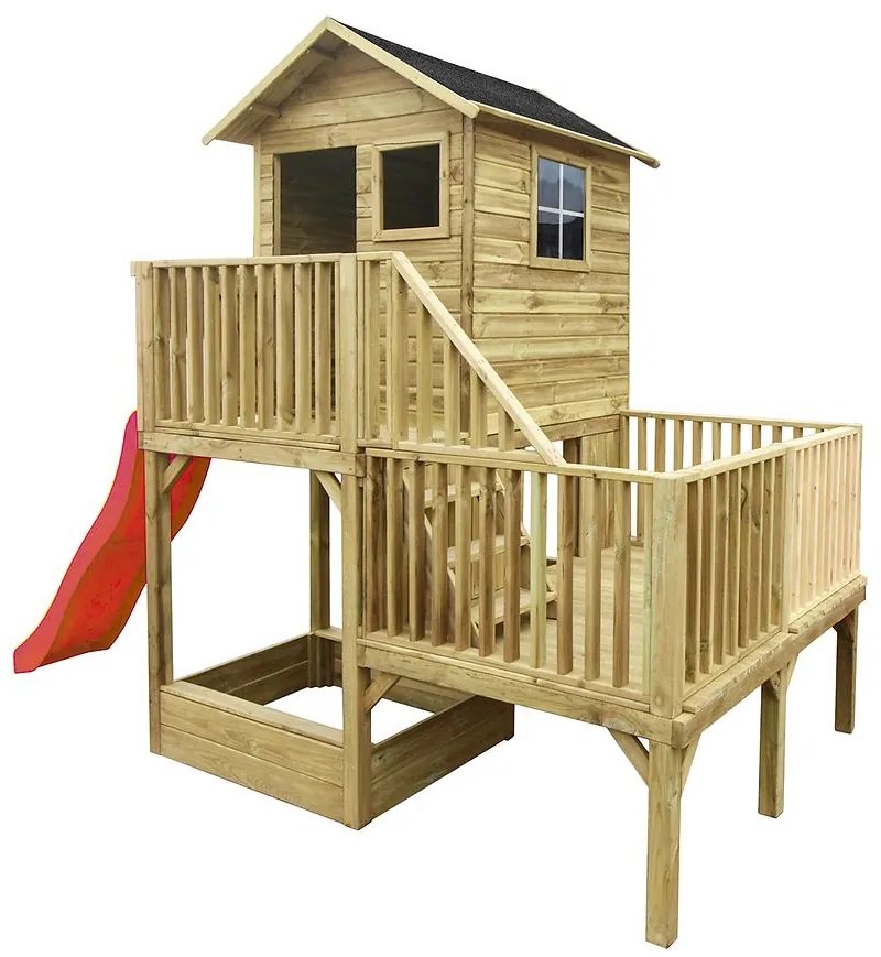 Detský domček Hubert so šmykľavkou 120 176x227x273 cm