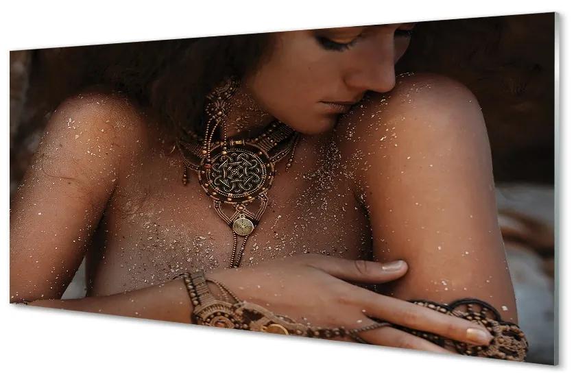 Obraz na skle šperky žena 125x50 cm