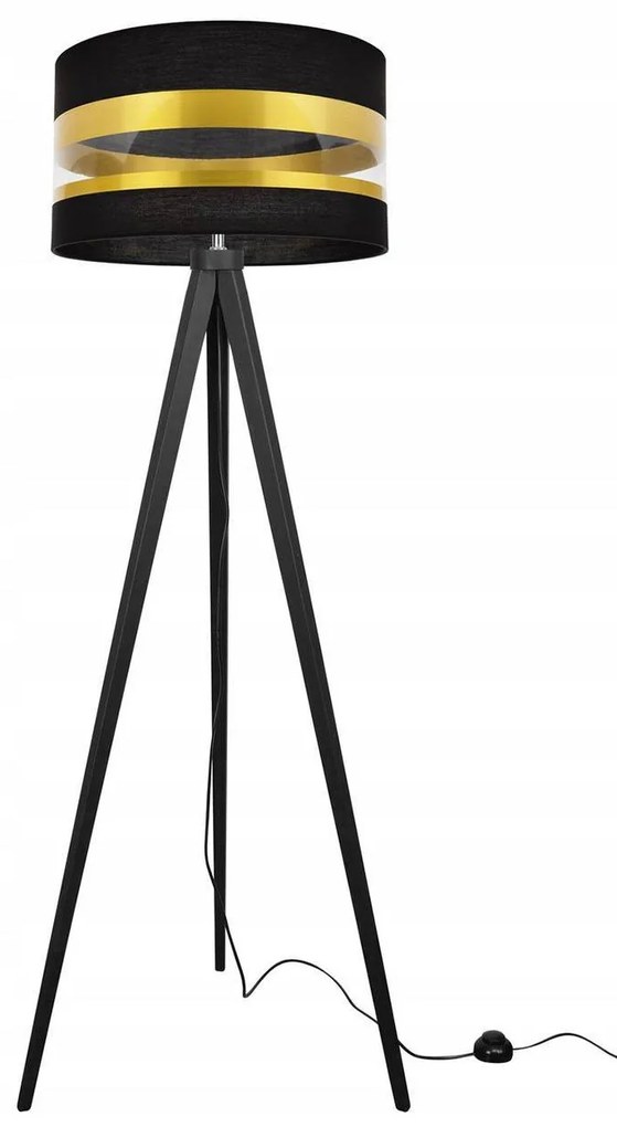Stojacia lampa Intense Gold, 1x textilné tienidlo (výber zo 6 farieb), (výber z 5 farieb konštrukcie), (fi 35cm)
