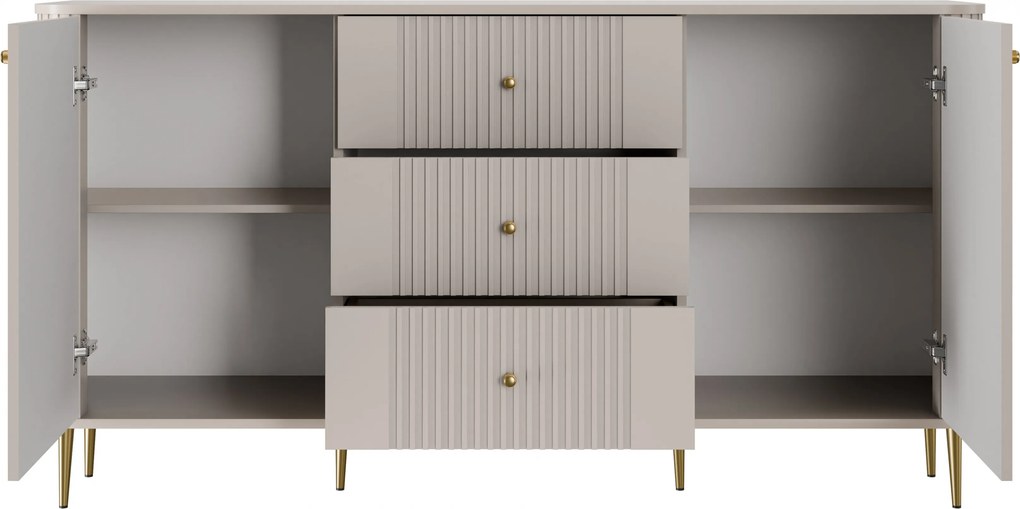 Komoda so zásuvkami Vesper 160 cm - kašmír / zlaté nohy