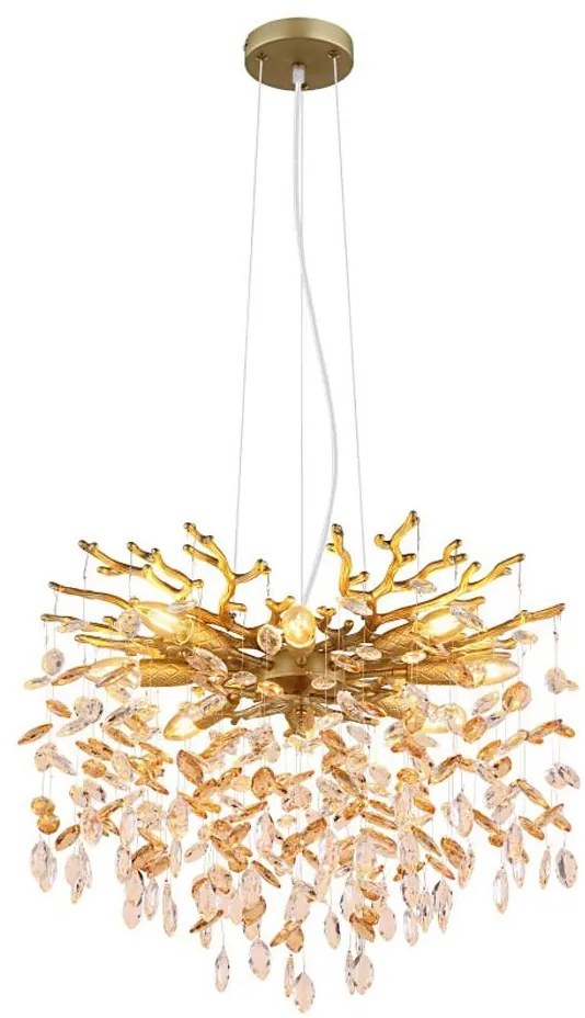 Globo 64138H1G - Závesný luster QUEENA na lanku 8xE14/40W/230V zlatý