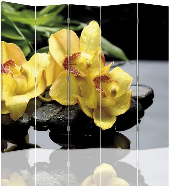 CARO Paraván - Flower | päťdielny | obojstranný 180x150 cm