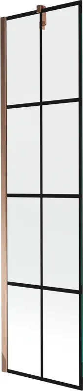 Mexen Next vaňová zástena jednokrídlová 50 x 150 cm, Čierny vzor, Zlatoružová - 895-050-000-00-77-60