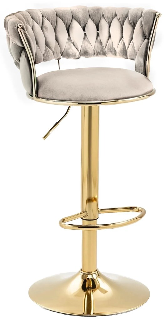 Glamour barová stolička BELLI ivory béžová/zlatá