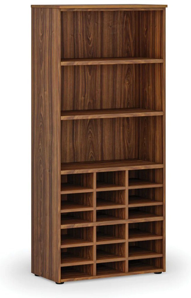 Triediaci regál PRIMO WOOD, 800 x 420 x 1781 mm, 18 priehradiek, orech