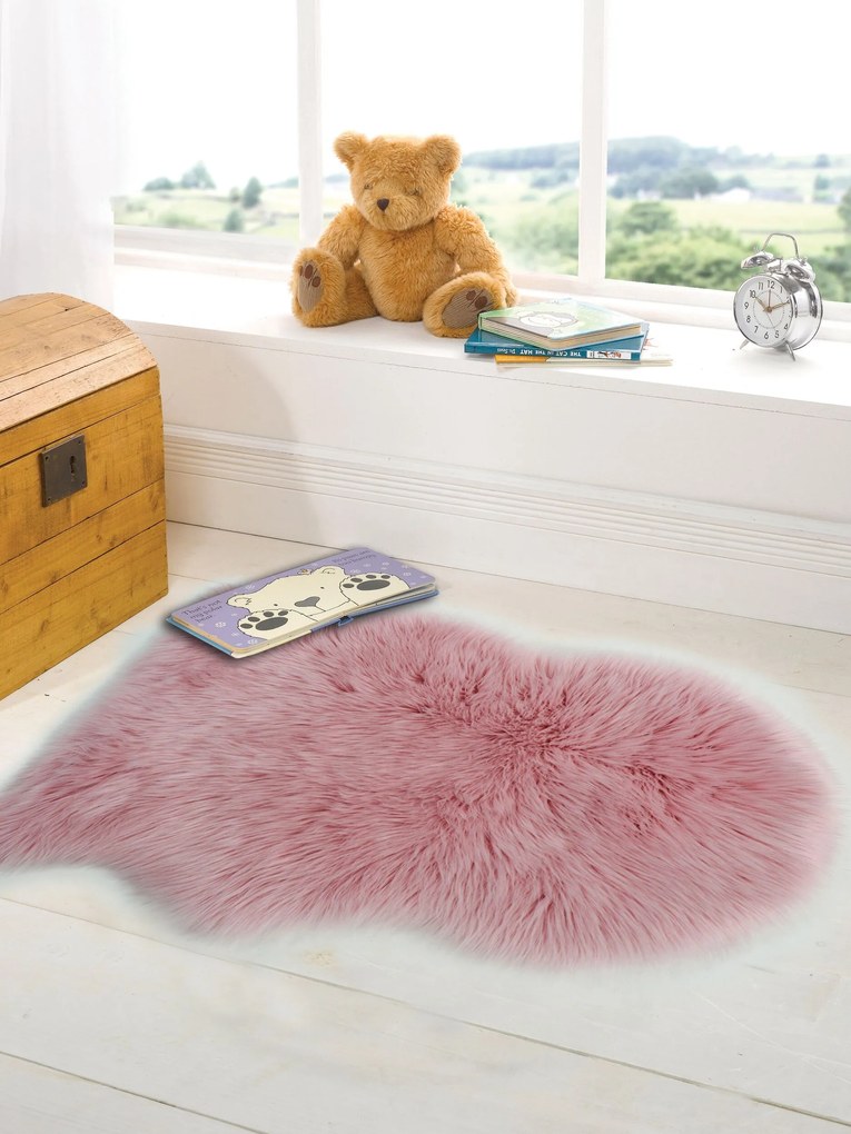 Flair Rugs koberce Kusový koberec Faux Fur Sheepskin Pink - 60x90 tvar kožušiny cm