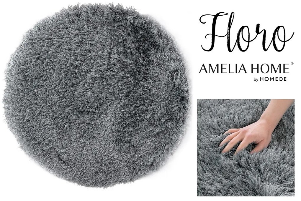 Okrúhly koberec AmeliaHome Floro tmavo sivý