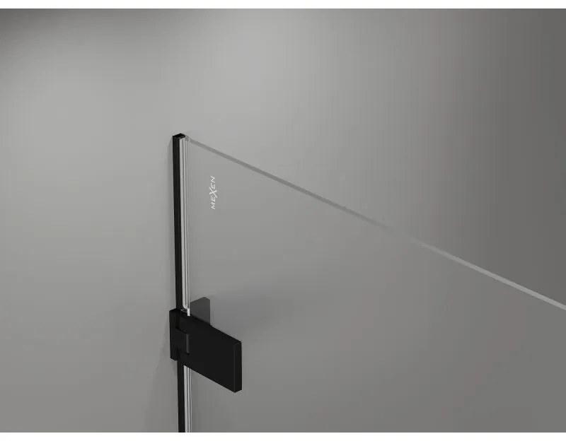 Mexen, Mexen Lunar-F skladacie ľavé sprchové dvere 95 cm, priehľadné, čierne - 836-095-000-70-00-L