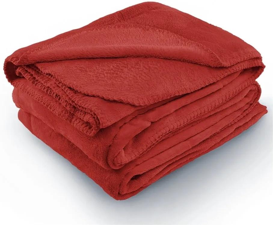 Červená deka z mikrovlákna AmeliaHome Tyler, 220 x 240 cm