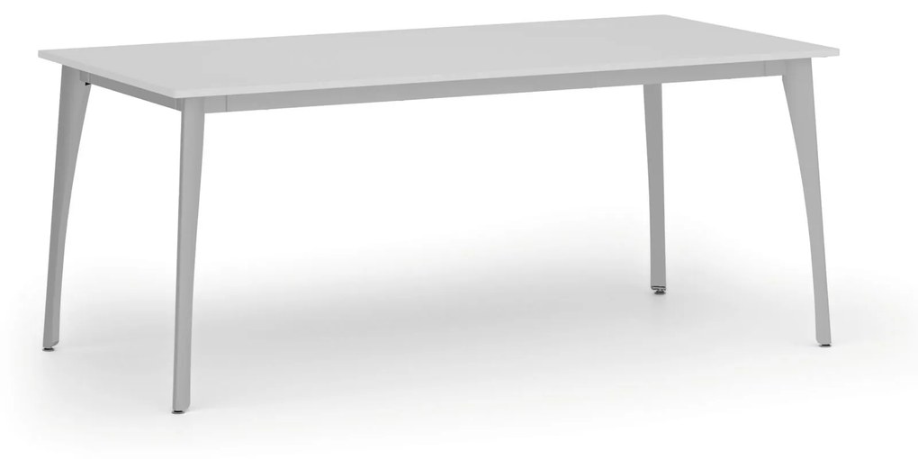 Rokovací stôl PRIMO OMEGA, 1800 x 900 mm, sivá podnož, biela